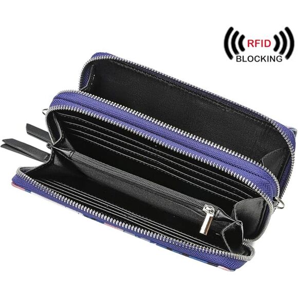 Women Rose Navy Imported Faux Leather Crossbody Purse With Phone Pocket Bags - Picture 2 of 4